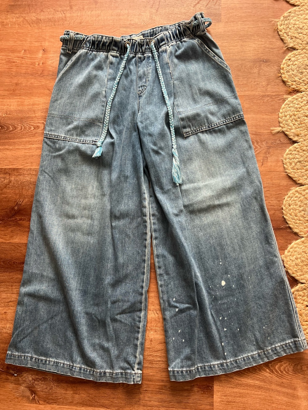 Free People We The Free Wide Leg Pull On Jeans Size Medium RT $148